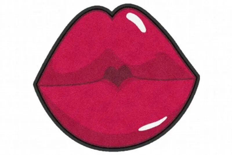 Red Lips Shaped Rug