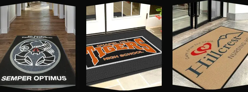 Outdoor logo rug styles including Piazza, SuperScrape, and Waterhog mats