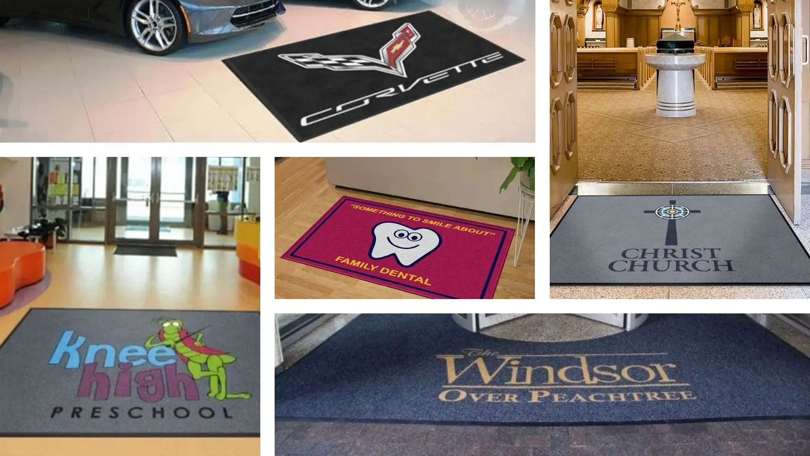 Custom door mats for business schools churches offices and commercial buildings