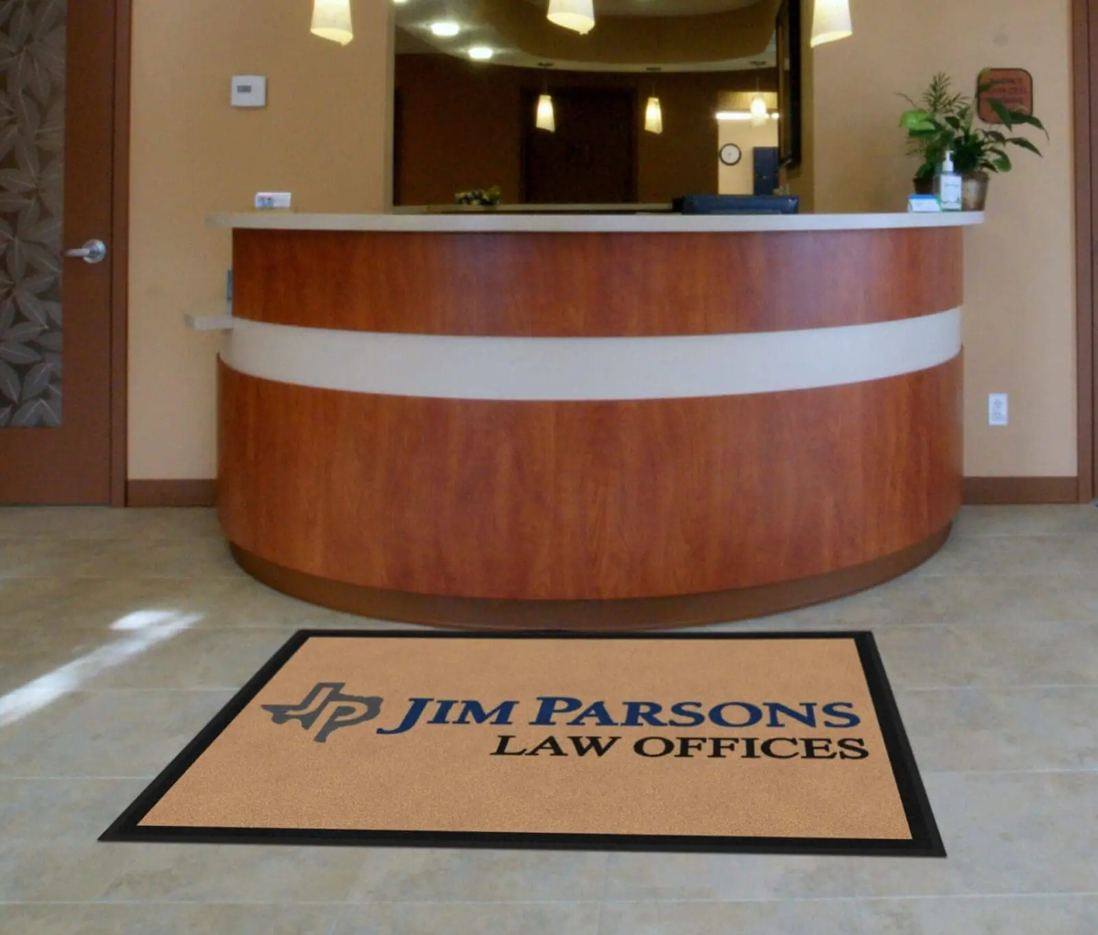Law Office REception Area Logo Rug scaled