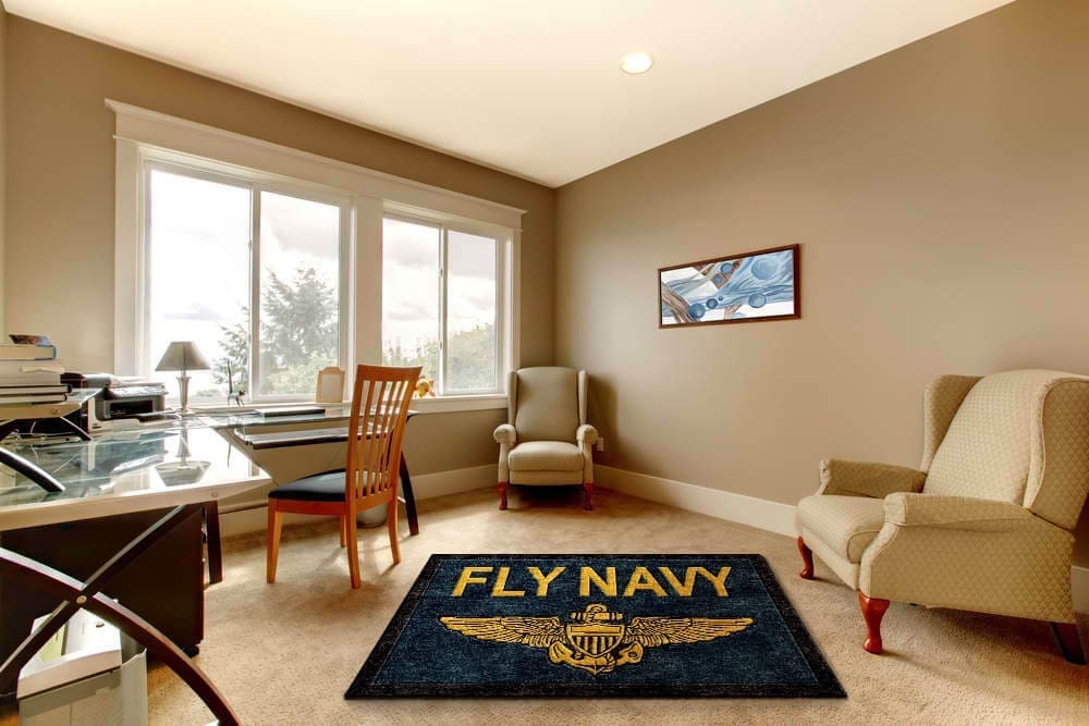 Fly Navy Pilot Wings Logo Rug