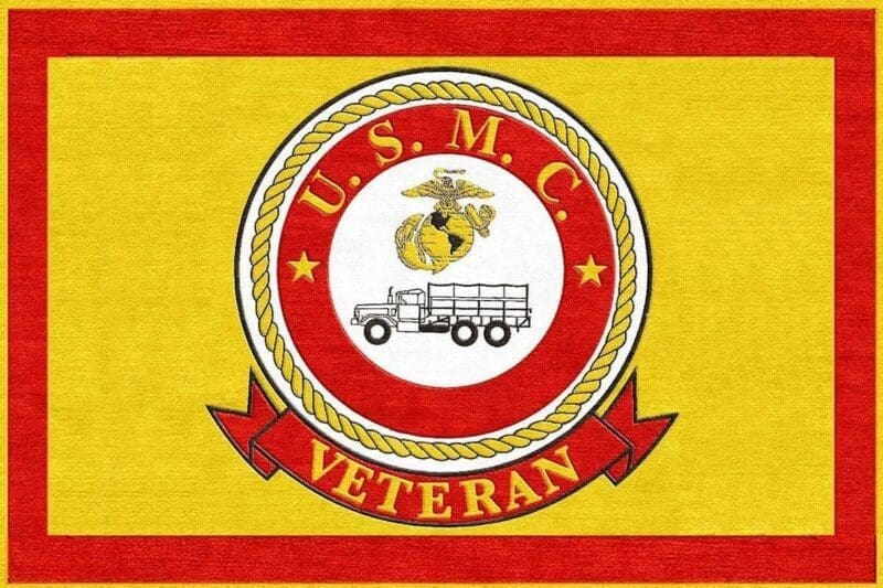 United States Marines Veteran Logo Rug