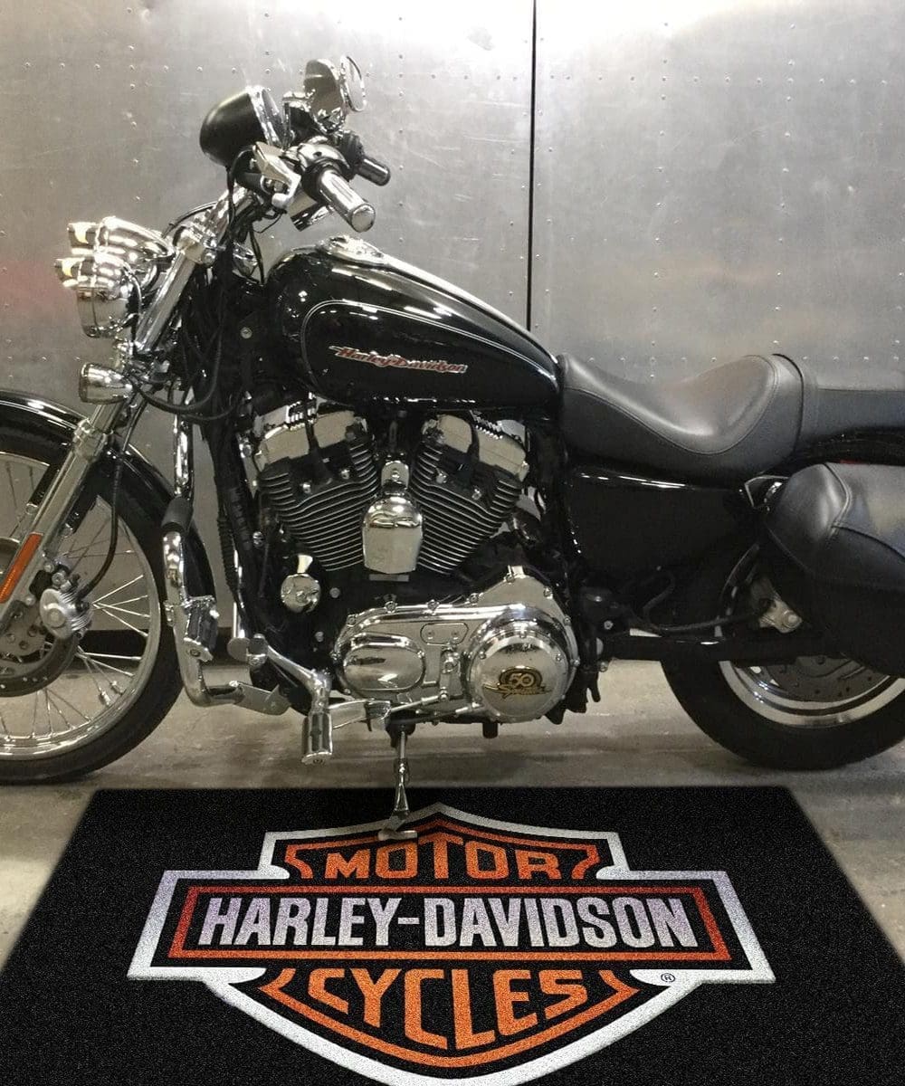 Harley Davidson Motorcycle 5' 3" X 7' 2" Area Rug,Carpet Motorcycle 