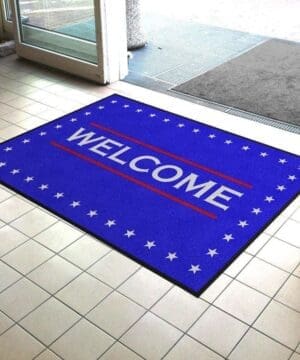 US Patriotic Red White and Blue Welcome Entrance Mat