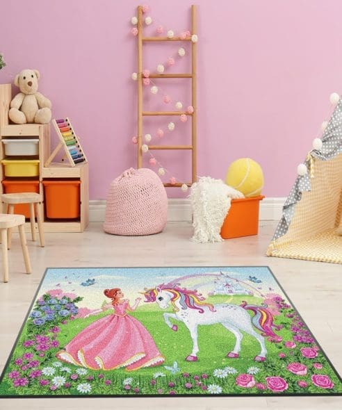 The Princess & the Unicorn Girls Rug | Custom Children's Rugs