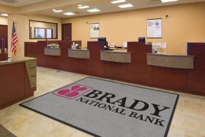 Brady bank logo rug