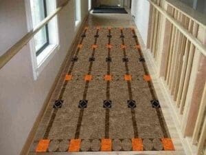 Mid Century Modern custom rug inspired by Otto Prutscler Fabric design